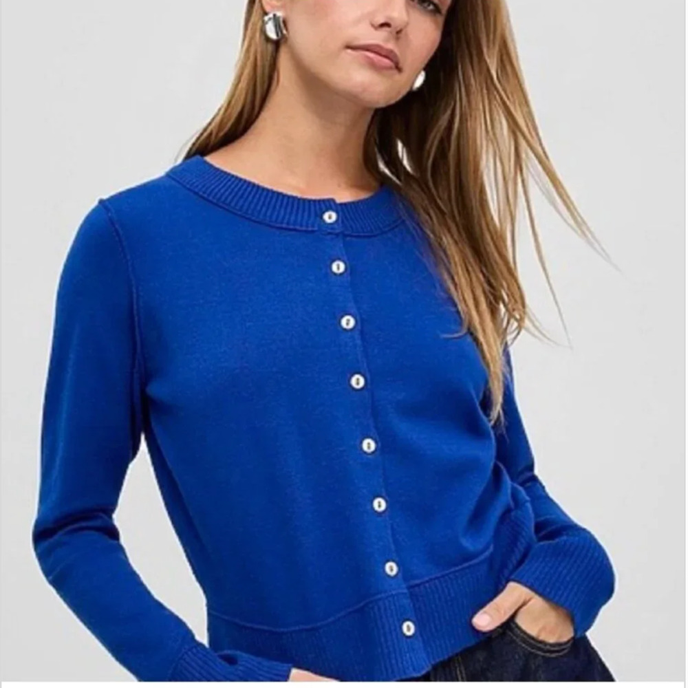 ree People XS Cyanine Blue Nocturnal Wool Cashmere Cardigan Preppy $128